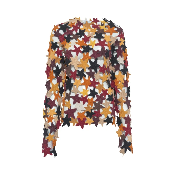 Gabriela Hearst Thalor Crochet Stars Sweater in Multi Cashmere, view 6