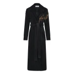 Gabriela Hearst Thaniel Fringe Trench Coat in Black Suede with Charms