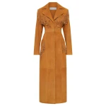 Gabriela Hearst Thaniel Fringe Trench Coat in Cashew Suede with Charms