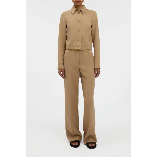 Gabriela Hearst Thereza Jacket in Camel & Citrine Virgin Wool Crepe, view 3