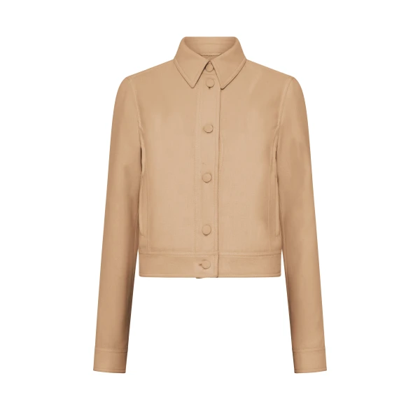 Gabriela Hearst Thereza Jacket in Camel & Citrine Virgin Wool Crepe, view 6
