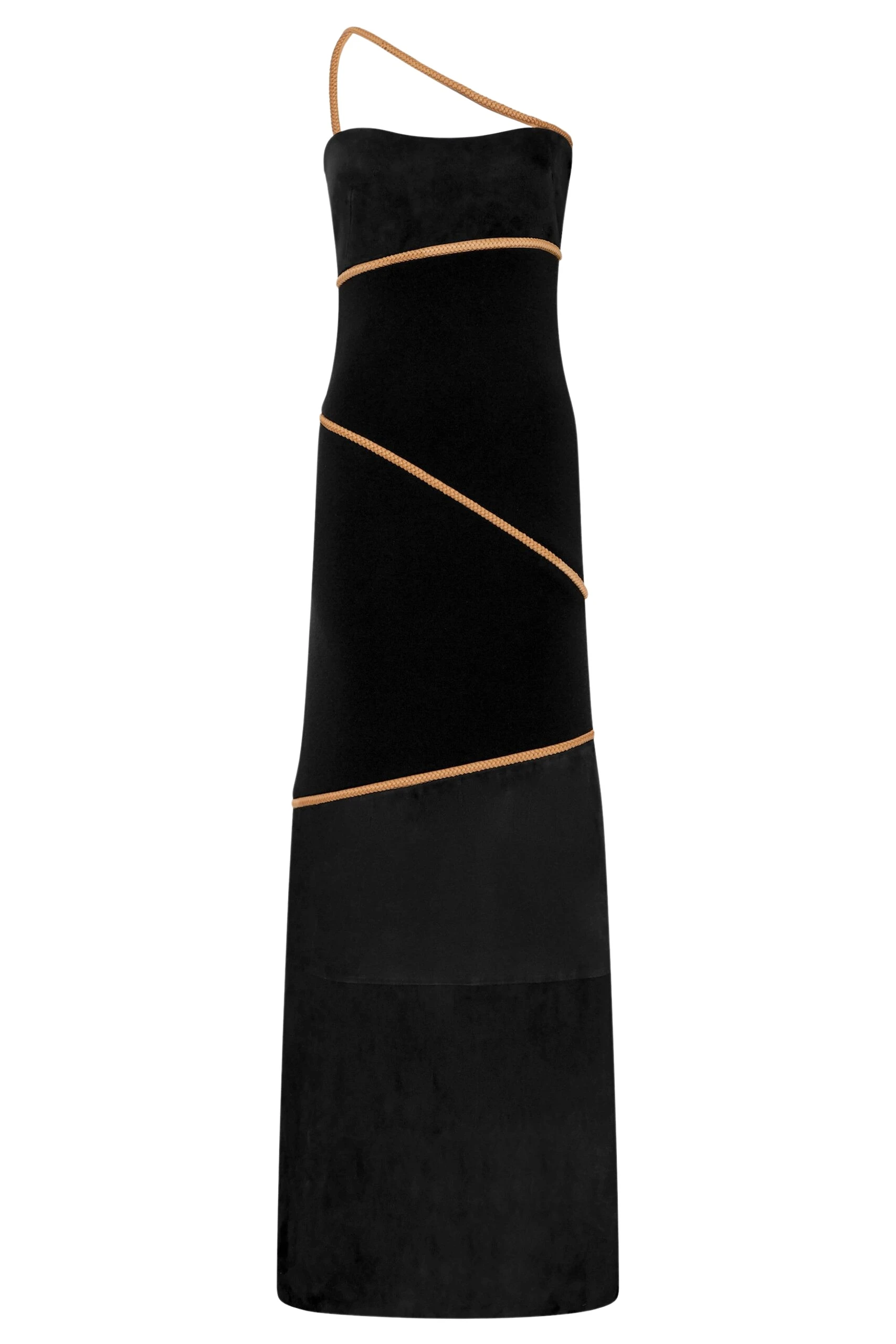 Gabriela Hearst Tibor Rope Strapless Maxi Dress in Black Suede & Merino Wool