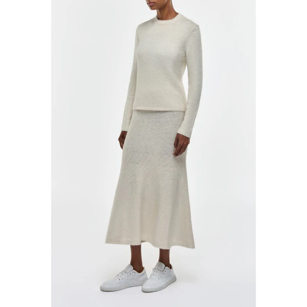 Gabriela Hearst Titus Knit Sweater in Ivory Cashmere, view 3