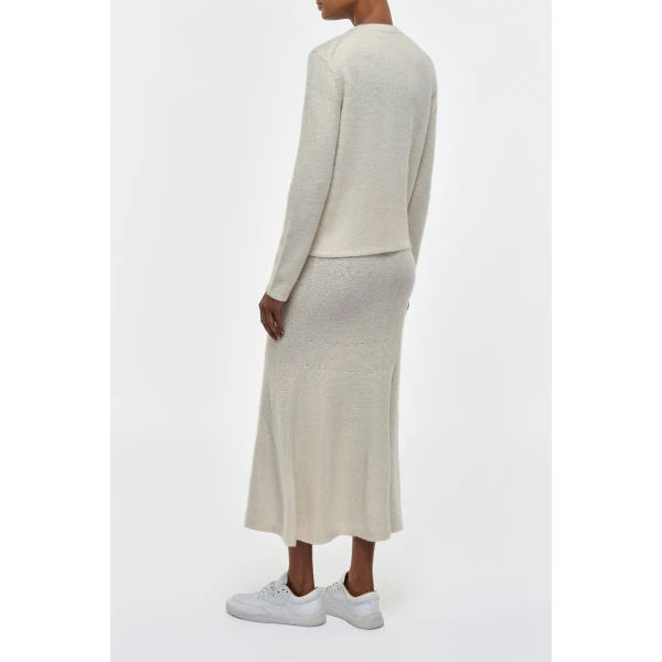 Gabriela Hearst Titus Knit Sweater in Ivory Cashmere, view 4