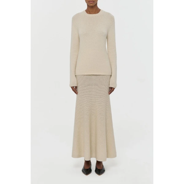 Gabriela Hearst Titus Knit Sweater in Off White Cashmere, view 2