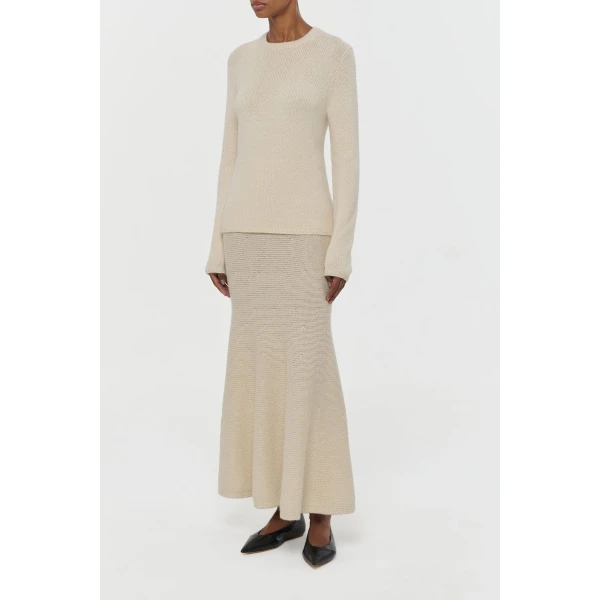 Gabriela Hearst Titus Knit Sweater in Off White Cashmere, view 3