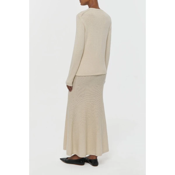 Gabriela Hearst Titus Knit Sweater in Off White Cashmere, view 4
