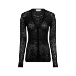 Gabriela Hearst Ultraris Lace Knit Cardigan in Black Merino Wool