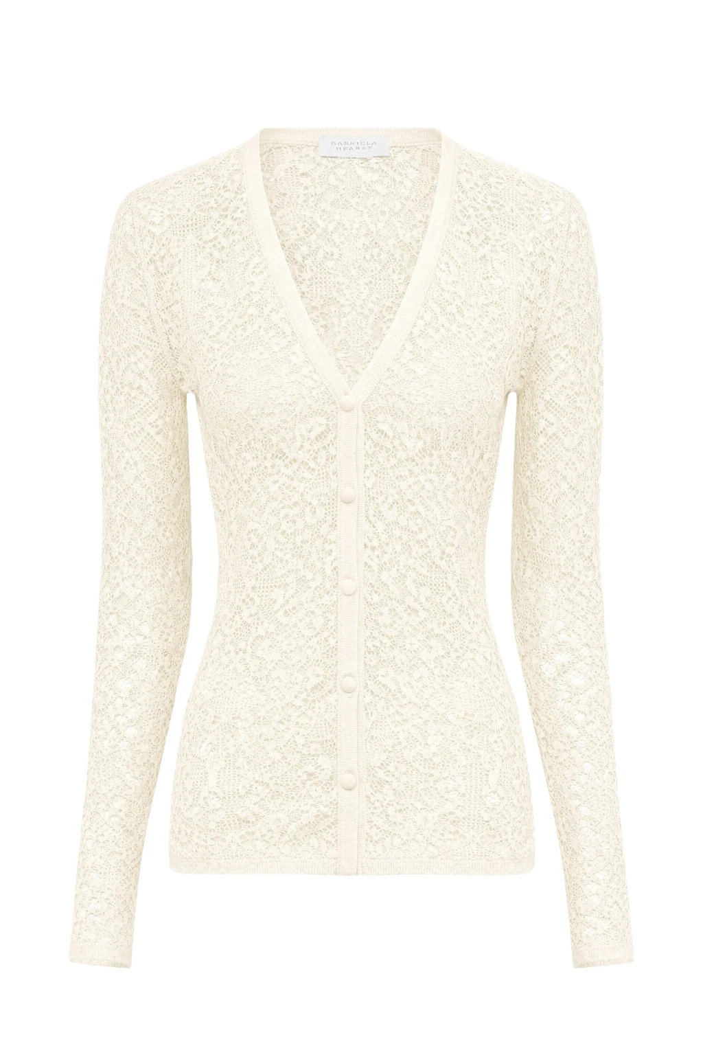 Gabriela Hearst Ultraris Lace Knit Cardigan in Off White Virgin Wool