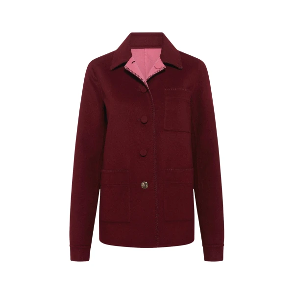 Gabriela Hearst Ulu Reversible Chore Jacket in Bordeaux & Fuchsia Double-face Recycled Cashmere