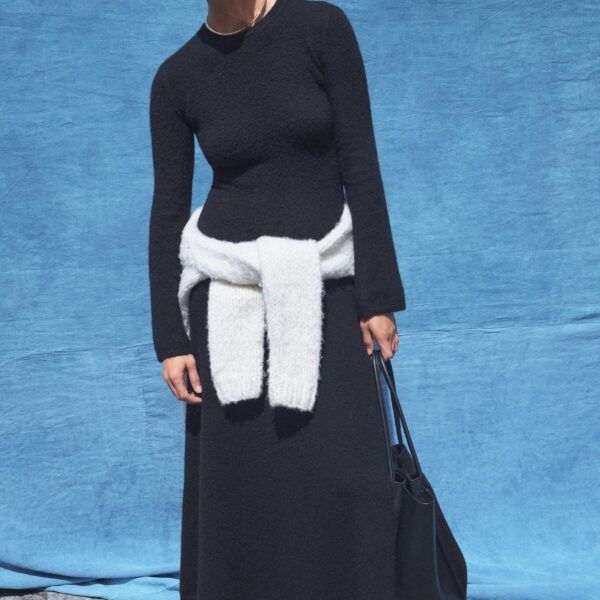 Gabriela Hearst Uriel Knit Maxi Dress in Black Brushed Cashmere, view 2