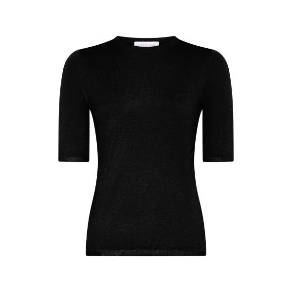 Gabriela Hearst Valentia Knit T-Shirt in Black Mulberry Silk, view 2