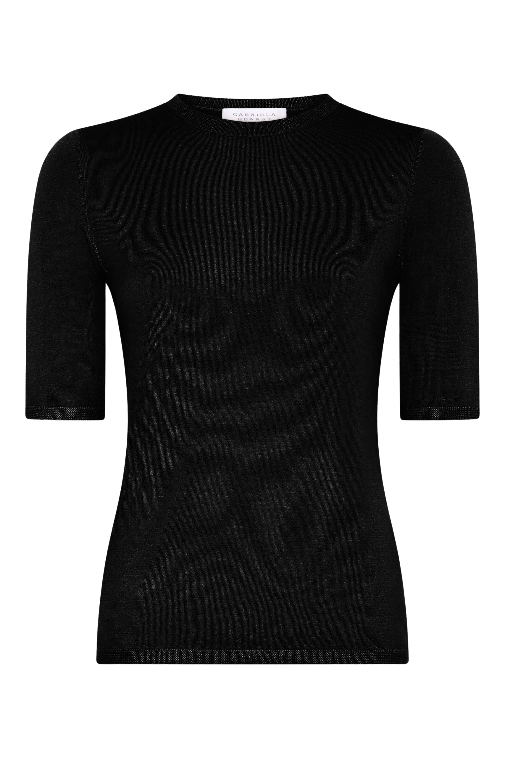 Gabriela Hearst Valentia Knit T-Shirt in Black Mulberry Silk