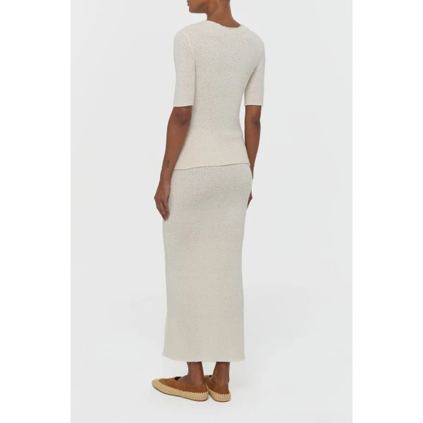 Gabriela Hearst Valentia Knit T-Shirt in Off White Mulberry Silk, view 4