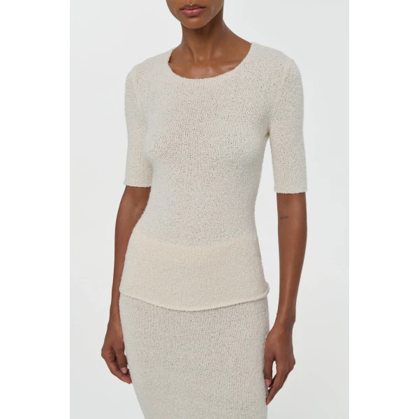 Gabriela Hearst Valentia Knit T-Shirt in Off White Mulberry Silk, view 5