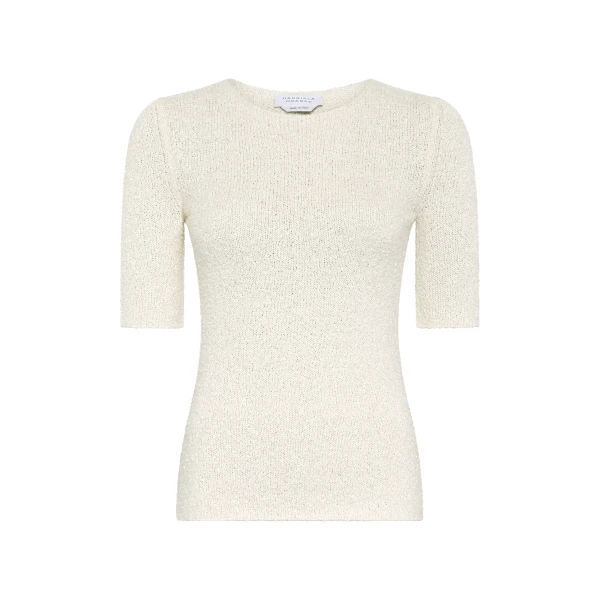 Gabriela Hearst Valentia Knit T-Shirt in Off White Mulberry Silk, view 6