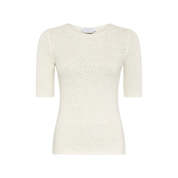 Gabriela Hearst Valentia Knit T-Shirt in Off White Mulberry Silk