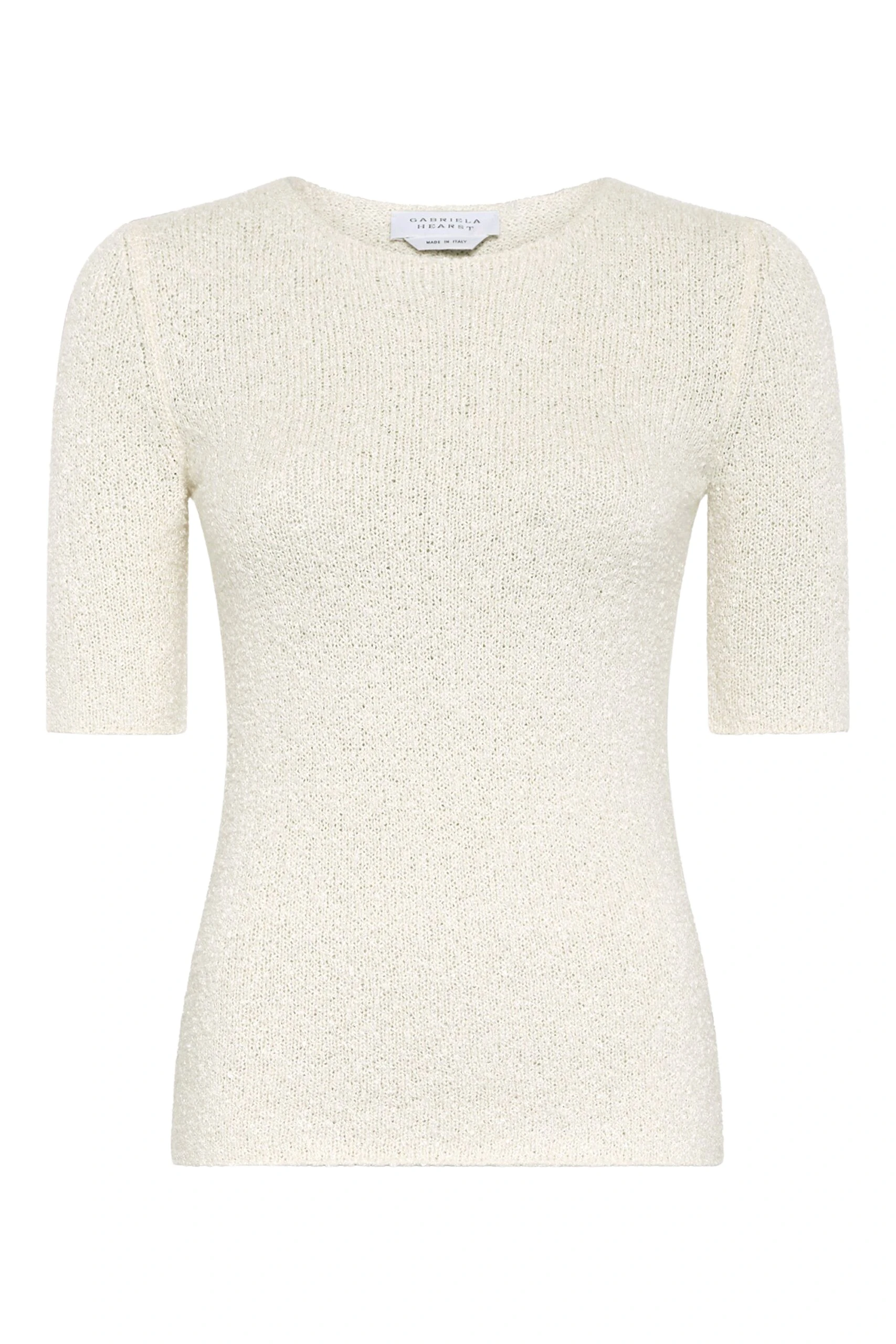 Gabriela Hearst Valentia Knit T-Shirt in Off White Mulberry Silk