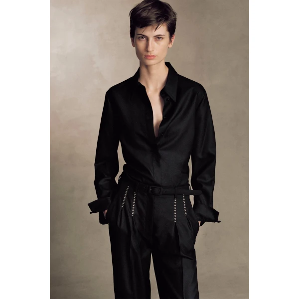 Gabriela Hearst Vargas Wide-leg Pant in Black & Camel Cashmere, view 2