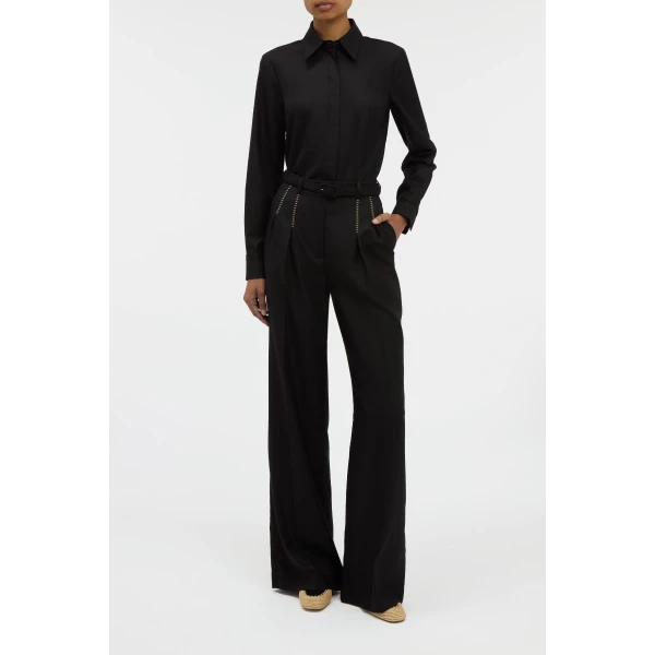 Gabriela Hearst Vargas Wide-leg Pant in Black & Camel Cashmere, view 3