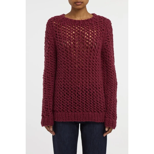 Gabriela Hearst Veralune Knit Crewneck Sweater in Bordeaux Welfat Cashmere, view 2