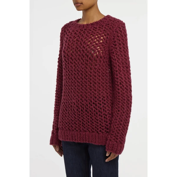 Gabriela Hearst Veralune Knit Crewneck Sweater in Bordeaux Welfat Cashmere, view 3