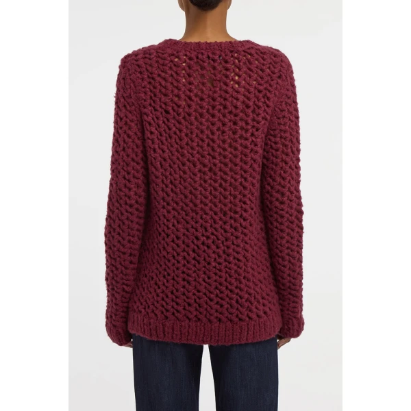 Gabriela Hearst Veralune Knit Crewneck Sweater in Bordeaux Welfat Cashmere, view 4