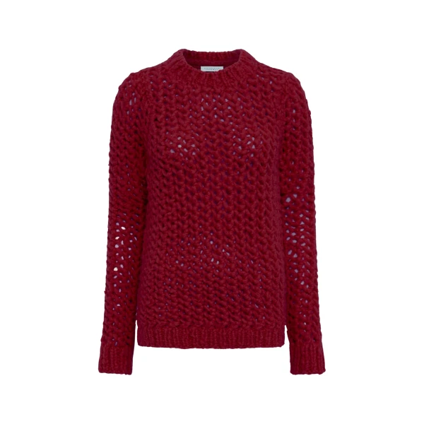Gabriela Hearst Veralune Knit Crewneck Sweater in Bordeaux Welfat Cashmere