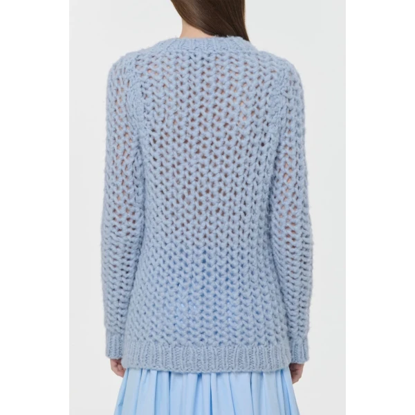 Gabriela Hearst Veralune Knit Crewneck Sweater in Light Blue Welfat Cashmere, view 4