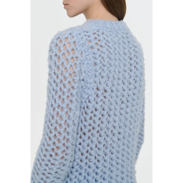 Gabriela Hearst Veralune Knit Crewneck Sweater in Light Blue Welfat Cashmere, view 5