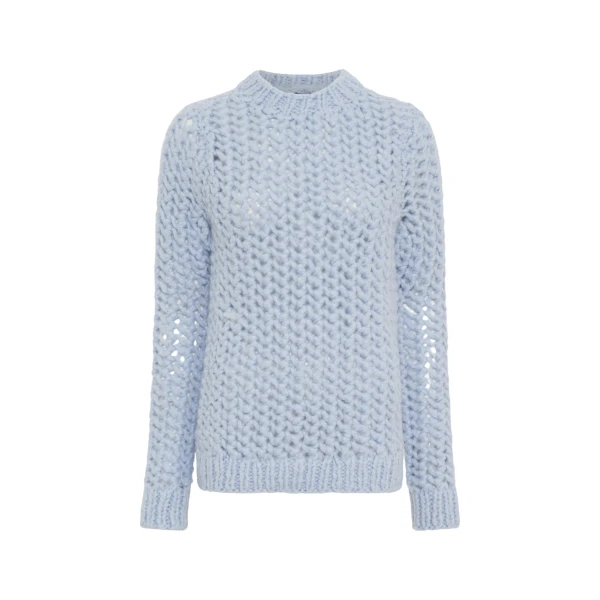 Gabriela Hearst Veralune Knit Crewneck Sweater in Light Blue Welfat Cashmere