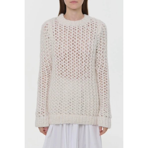 Gabriela Hearst Veralune Knit Crewneck Sweater in Off White Welfat Cashmere, view 2