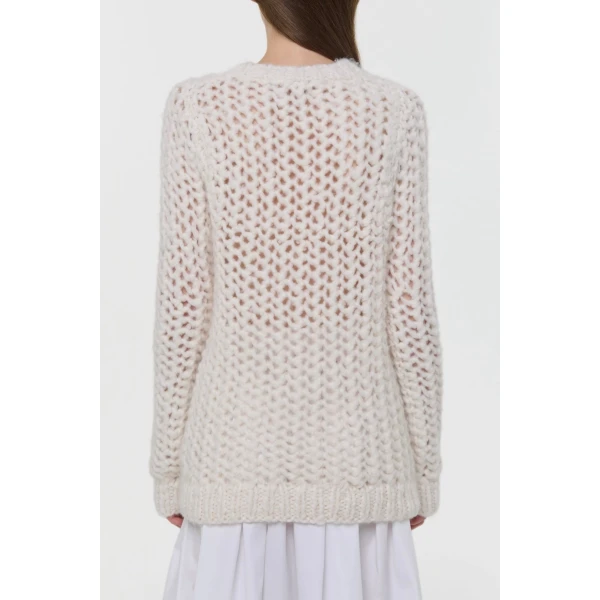Gabriela Hearst Veralune Knit Crewneck Sweater in Off White Welfat Cashmere, view 4