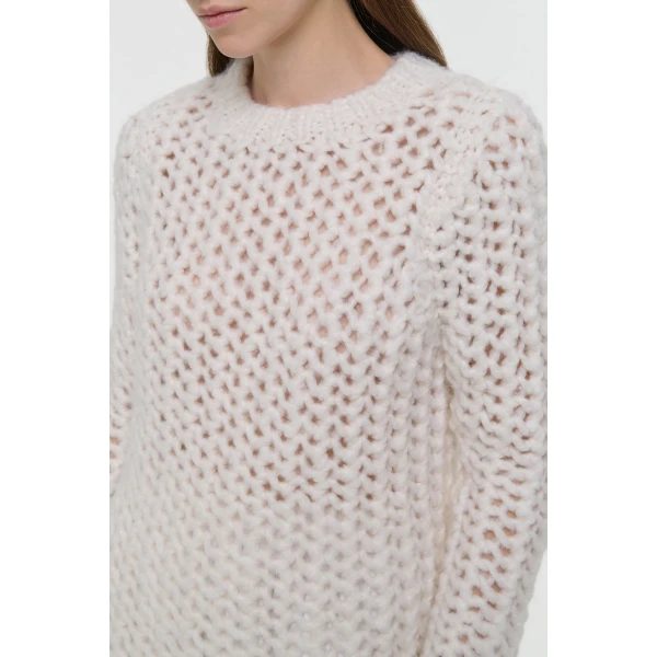 Gabriela Hearst Veralune Knit Crewneck Sweater in Off White Welfat Cashmere, view 5