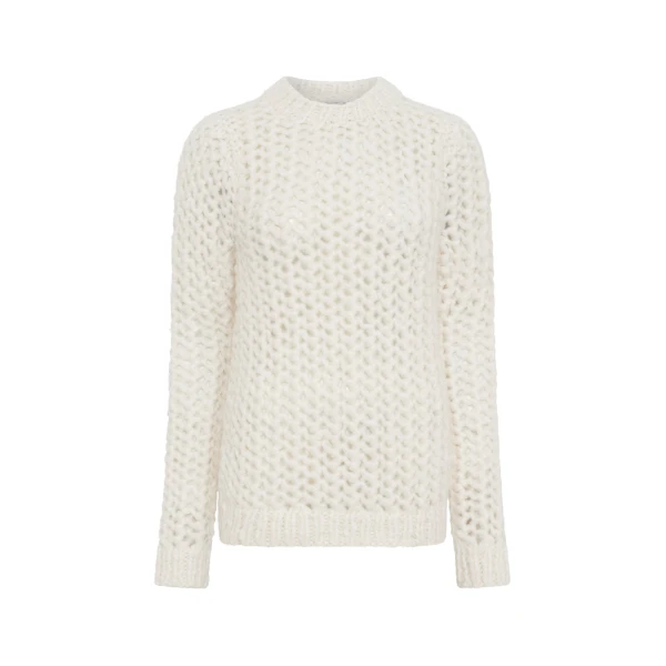Gabriela Hearst Veralune Knit Crewneck Sweater in Off White Welfat Cashmere, view 6
