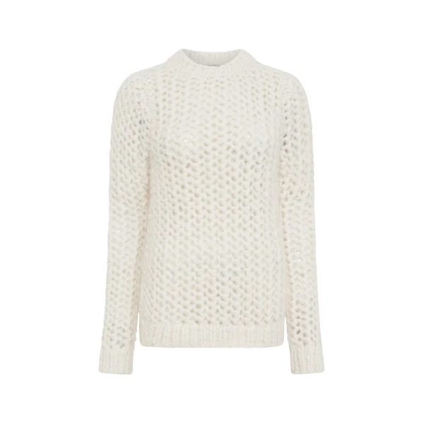 Gabriela Hearst Veralune Knit Crewneck Sweater in Off White Welfat Cashmere