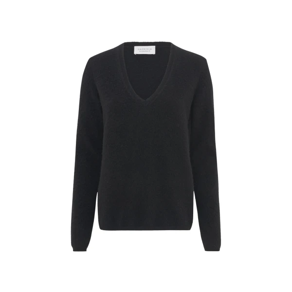 Gabriela Hearst Vesper Knit V-Neck Sweater in Black Brushed Cashmere, view 6