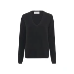 Gabriela Hearst Vesper Knit V-Neck Sweater in Black Brushed Cashmere