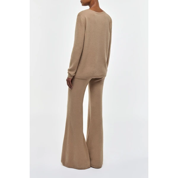 Gabriela Hearst Vesper Knit V-Neck Sweater in Camel Brushed Cashmere, view 4