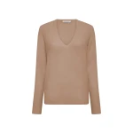 Gabriela Hearst Vesper Knit V-Neck Sweater in Camel Brushed Cashmere