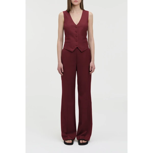 Gabriela Hearst Vesta Flare Pant in Bordeaux Wool Silk, view 3