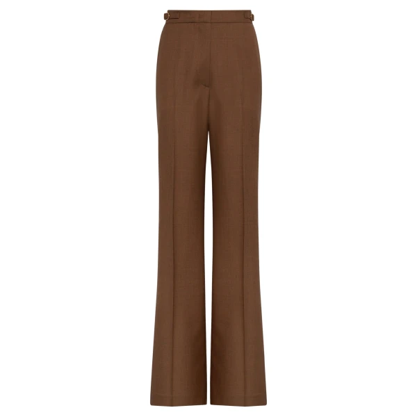 Gabriela Hearst Vesta Flare Pant in Chestnut Wool Silk