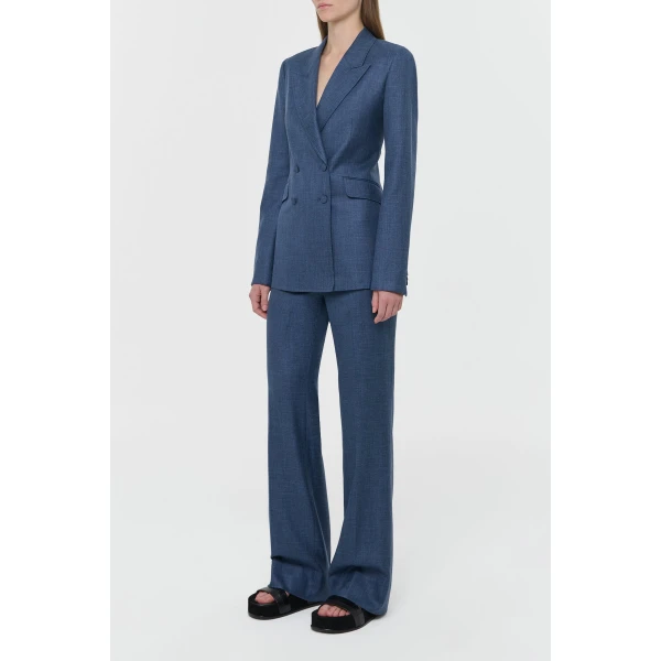 Gabriela Hearst Vesta Flare Pant in Denim Virgin Wool Silk with Linen, view 3