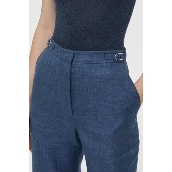 Gabriela Hearst Vesta Flare Pant in Denim Virgin Wool Silk with Linen, view 5
