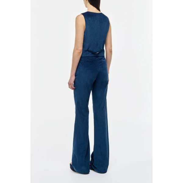 Gabriela Hearst Vesta Flare Pant in Electric Navy Sea Island Cotton Corduroy, view 4