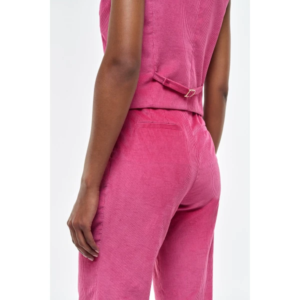 Gabriela Hearst Vesta Flare Pant in Fuchsia Sea Island Cotton Corduroy, view 5
