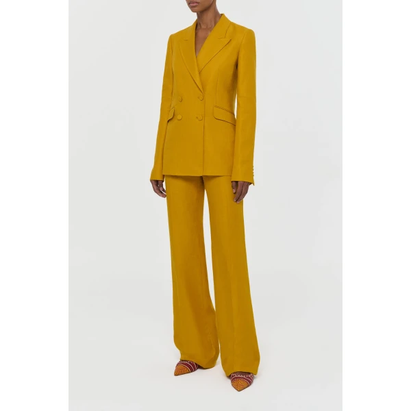 Gabriela Hearst Vesta Flare Pant in Golden Birch Linen Twill, view 3