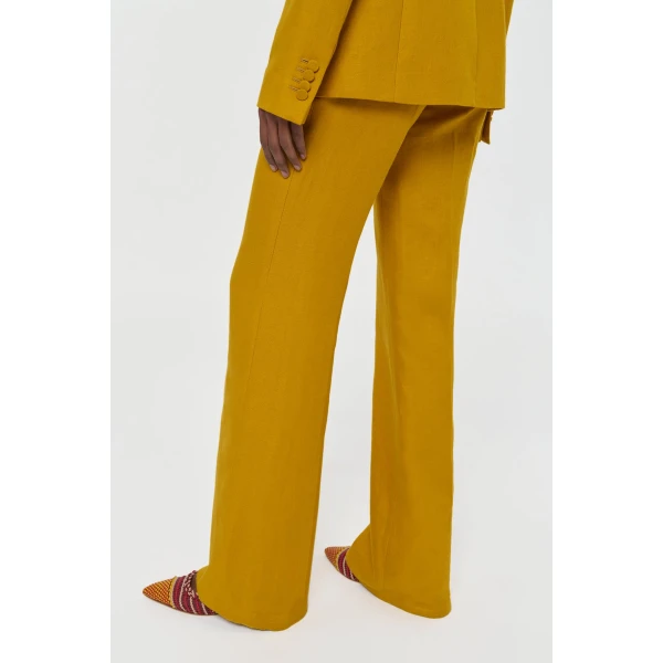 Gabriela Hearst Vesta Flare Pant in Golden Birch Linen Twill, view 5