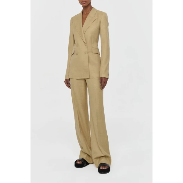 Gabriela Hearst Vesta Flare Pant in Hay Virgin Wool Silk with Linen, view 3