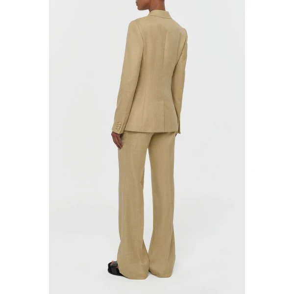 Gabriela Hearst Vesta Flare Pant in Hay Virgin Wool Silk with Linen, view 4